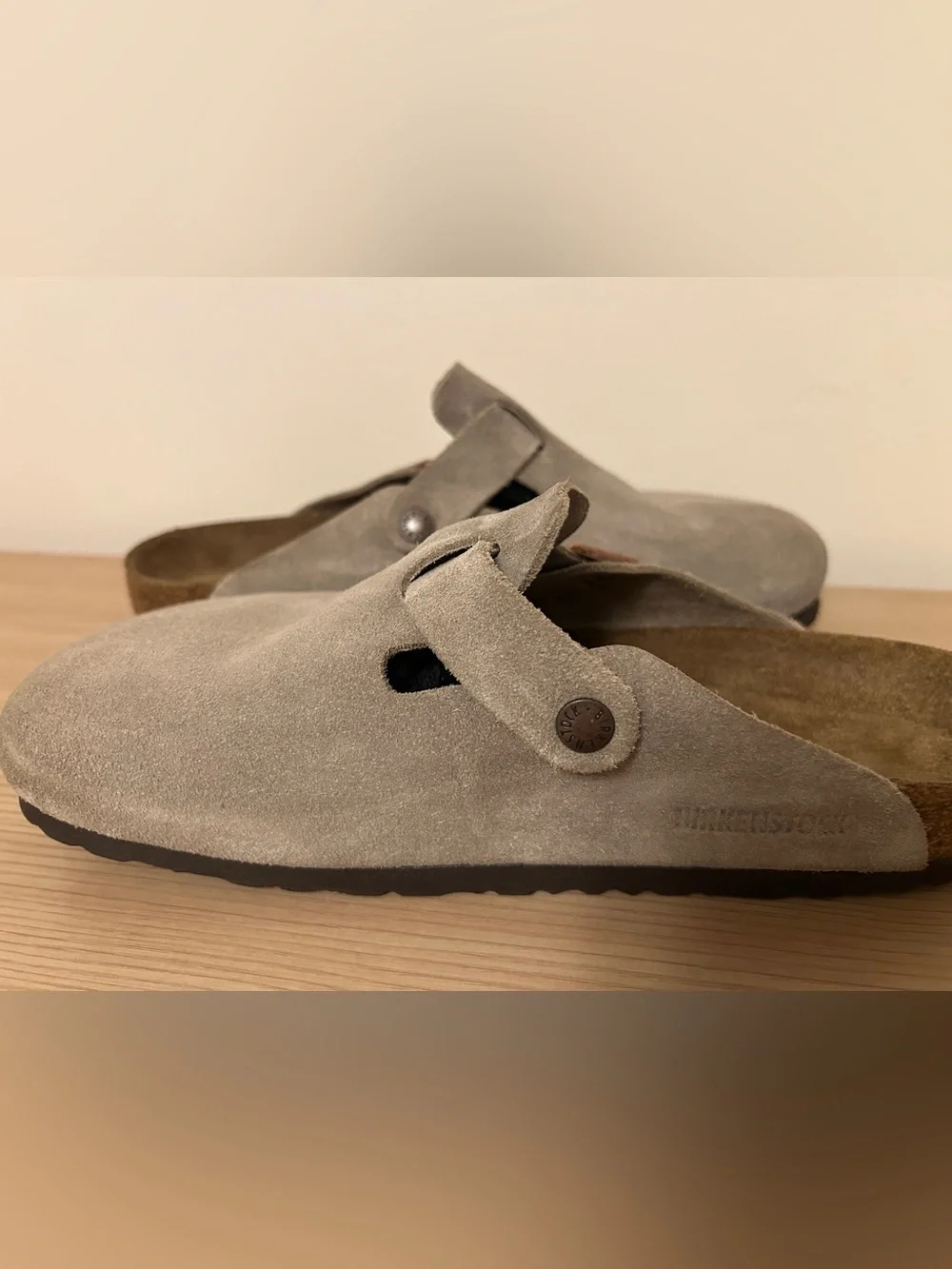 Birkenstock Boston Taupe Suede Leather Clogs Soft Footbed Size 42 Regular Width